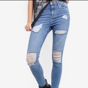 Topshop - Moto Jamie High-Rise Distressed Jeans